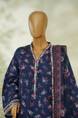 Bin Saeed Stitched 3 Piece Luxury Eid Festive With Flapper Suit-UA-3023-BLUE