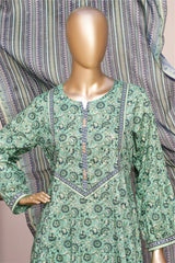 Bin Saeed Stitched 3 Piece Exclusive Printed Frock-LSM-3025-GREEN