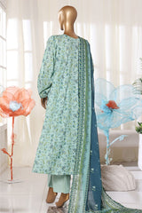 Bin Saeed Stitched 3 Piece Exclusive Printed Frock-LSM-3059-GREEN