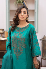 La Rosaa Stitched 3 Piece Summer Lawn Collection-LE-24-15 Vegan Green - 3Pc