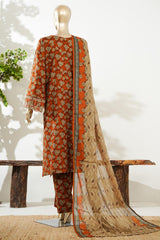 Bin Saeed Stitched 3 Piece Exc Luxury Festive Frock Vol-03 Suit-LSM-3104-MUSTARD