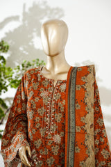 Bin Saeed Stitched 3 Piece Exc Luxury Festive Frock Vol-03 Suit-LSM-3104-MUSTARD