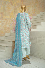 Bin Saeed Stitched 3 Piece Exclusive Emb Lawn Vol-03 Suit-WC-3105-FEROZI
