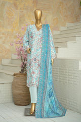 Bin Saeed Stitched 3 Piece Exclusive Emb Lawn Vol-03 Suit-WC-3105-FEROZI