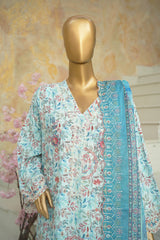Bin Saeed Stitched 3 Piece Exclusive Emb Lawn Vol-03 Suit-WC-3105-FEROZI