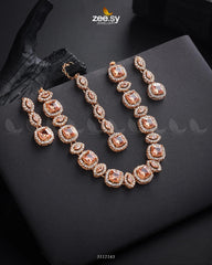 Scabiosa Necklace Set Golden Champagne - Zeesy Jewellery