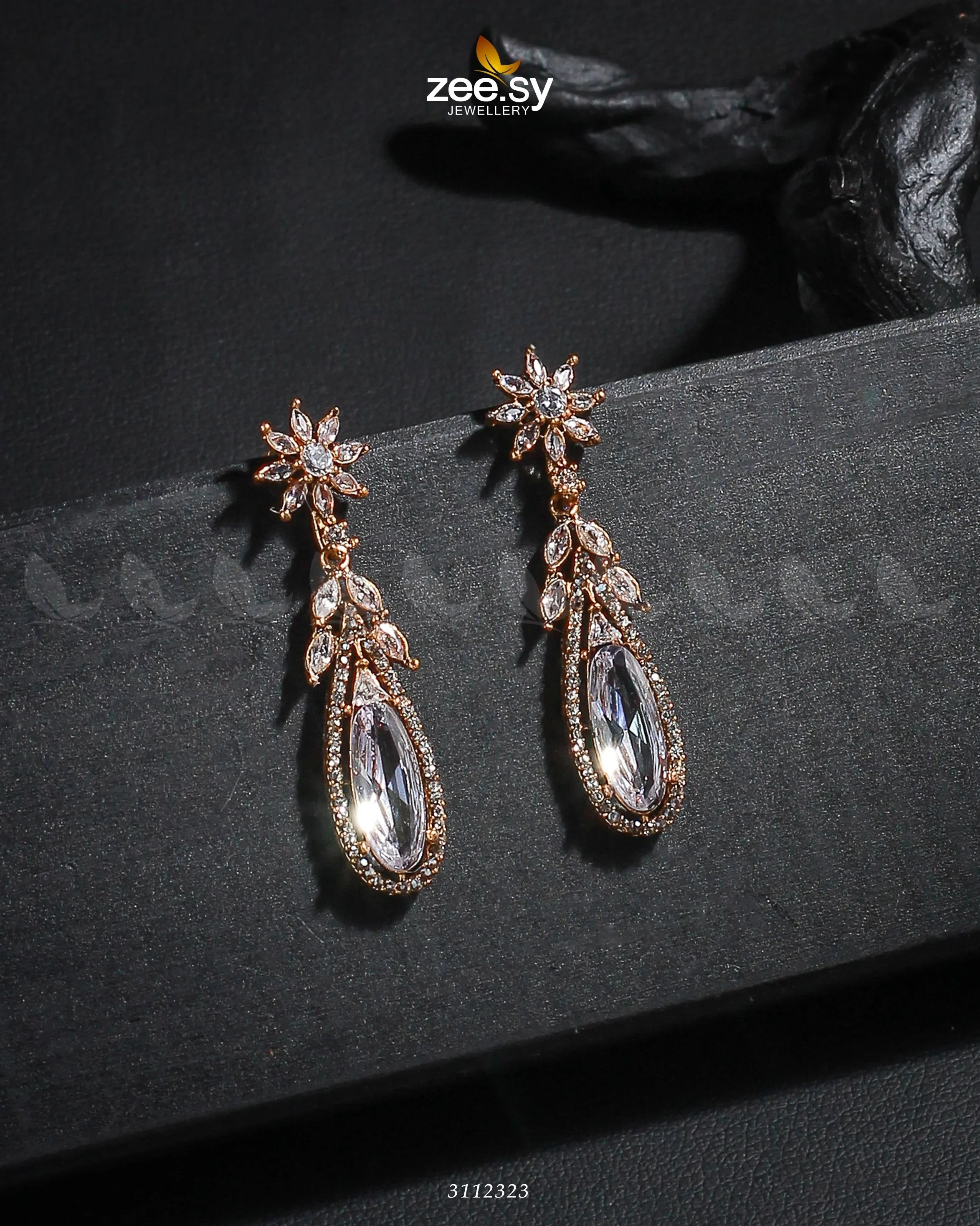 Rimsha's Earrings Golden White - Zeesy Jewellery
