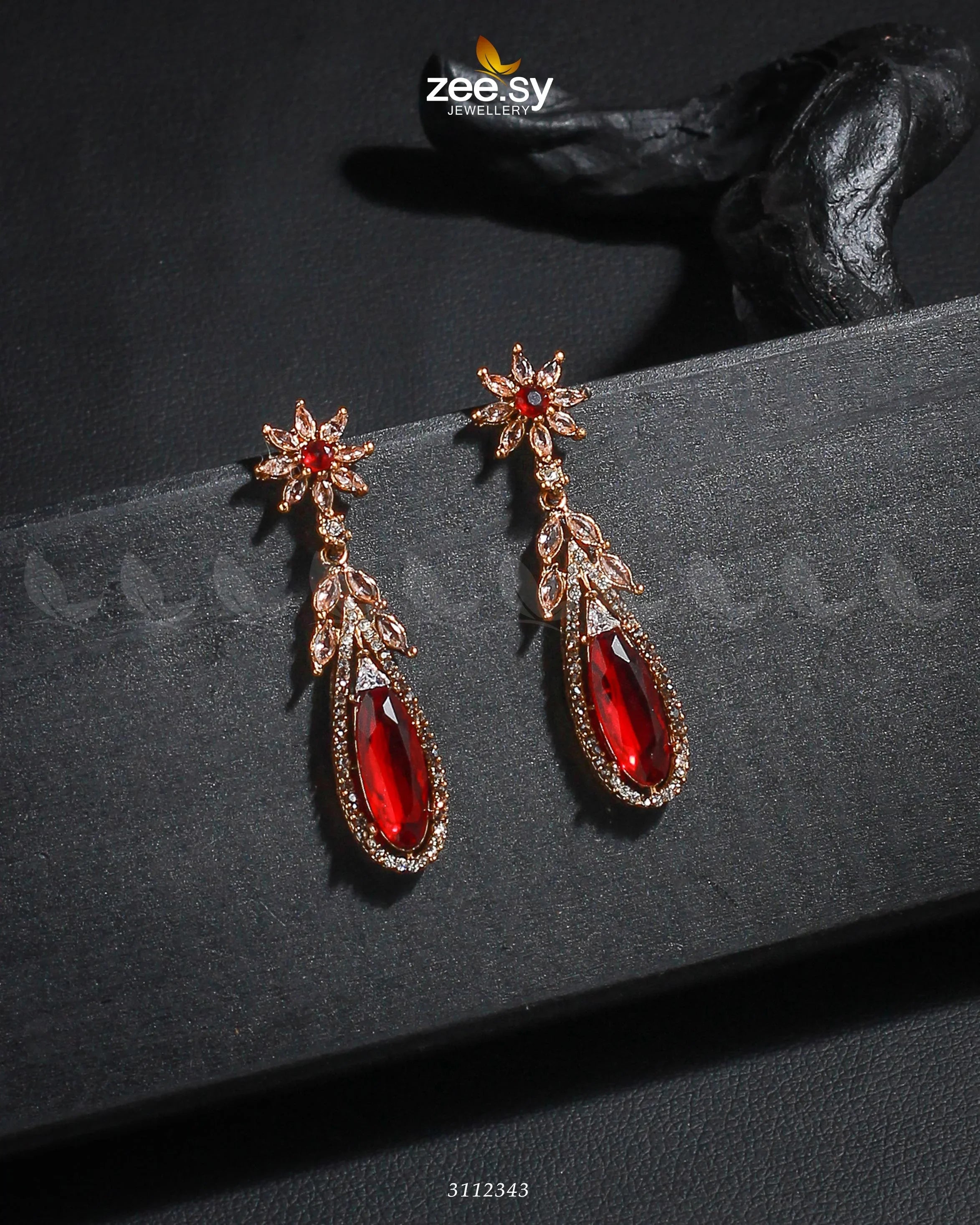 Rimsha's Earrings Golden Mahroon - Zeesy Jewellery