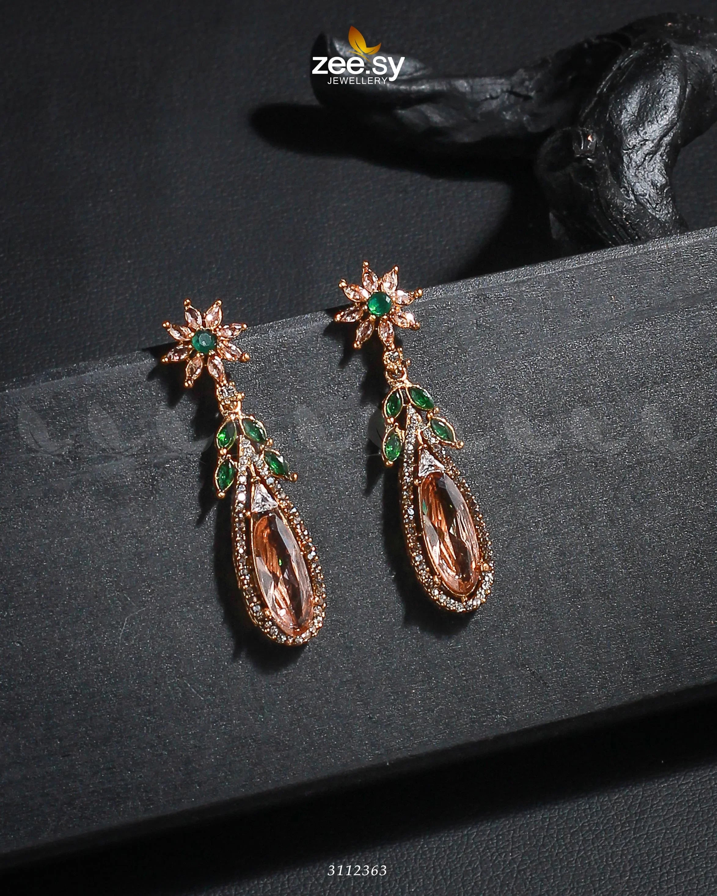 Rimsha's Earrings Champagne Green - Zeesy Jewellery