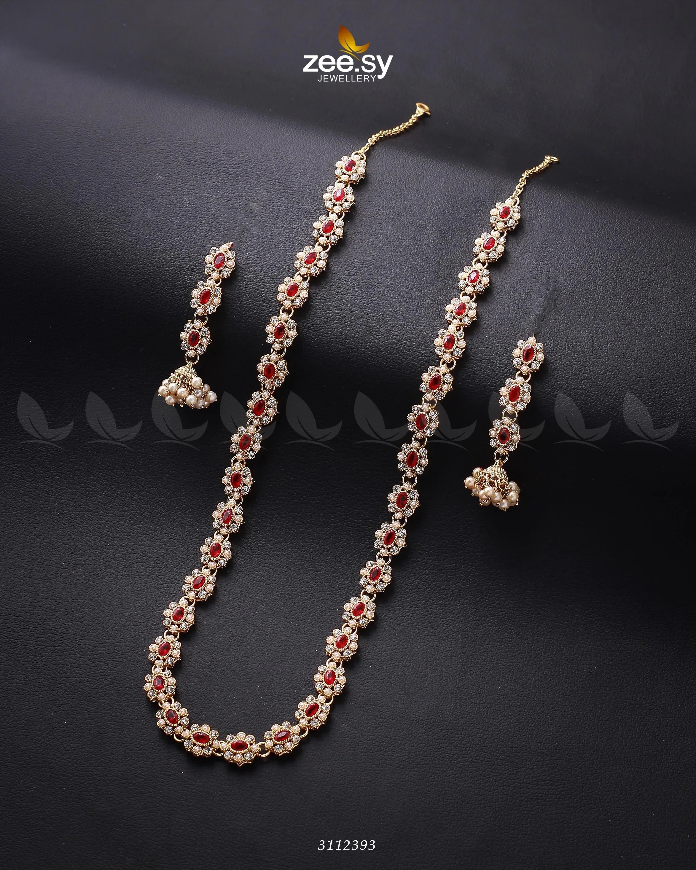 Reema Malla Necklace Golden Red - Zeesy Jewellery