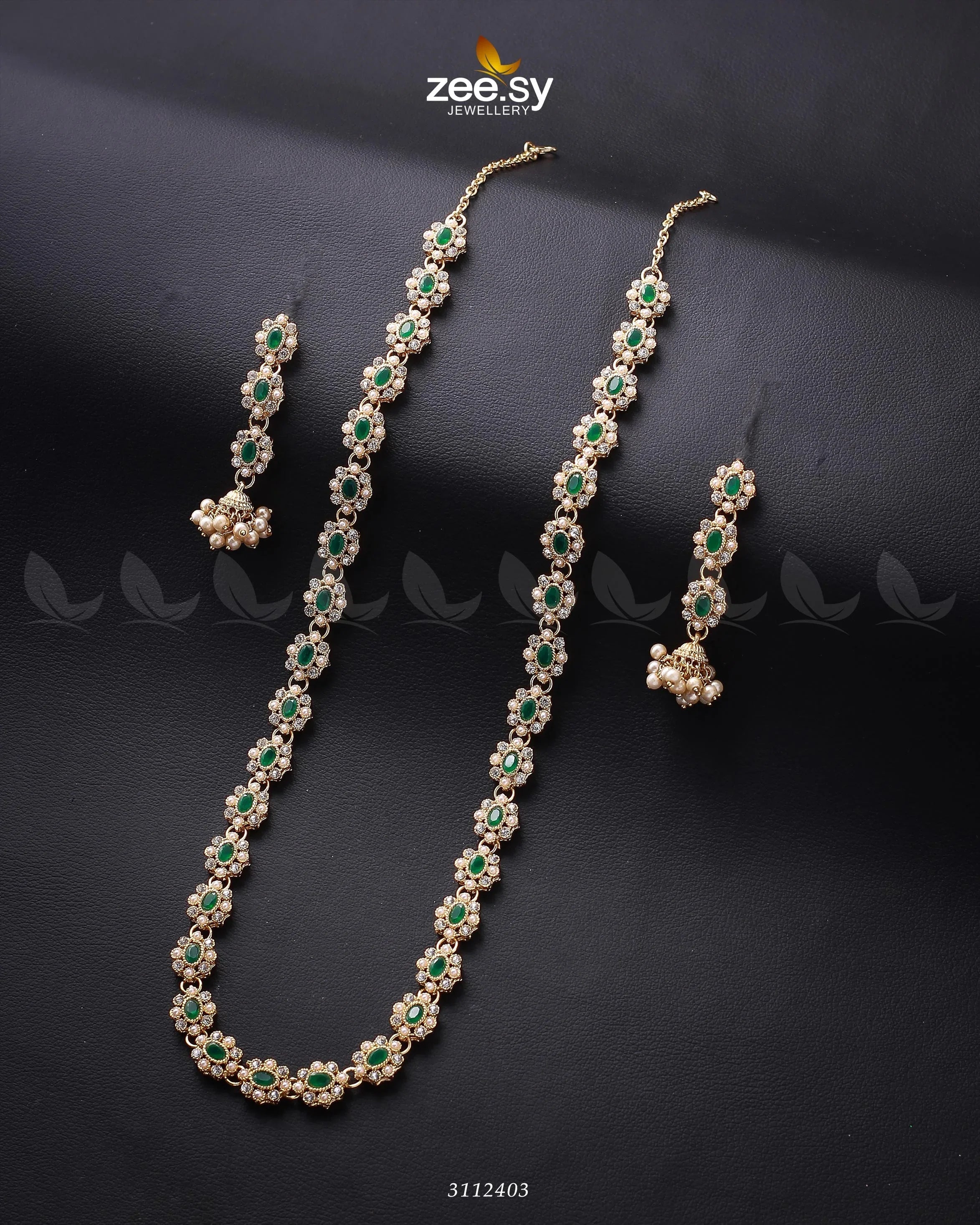 Reema Malla Necklace Golden Green - Zeesy Jewellery