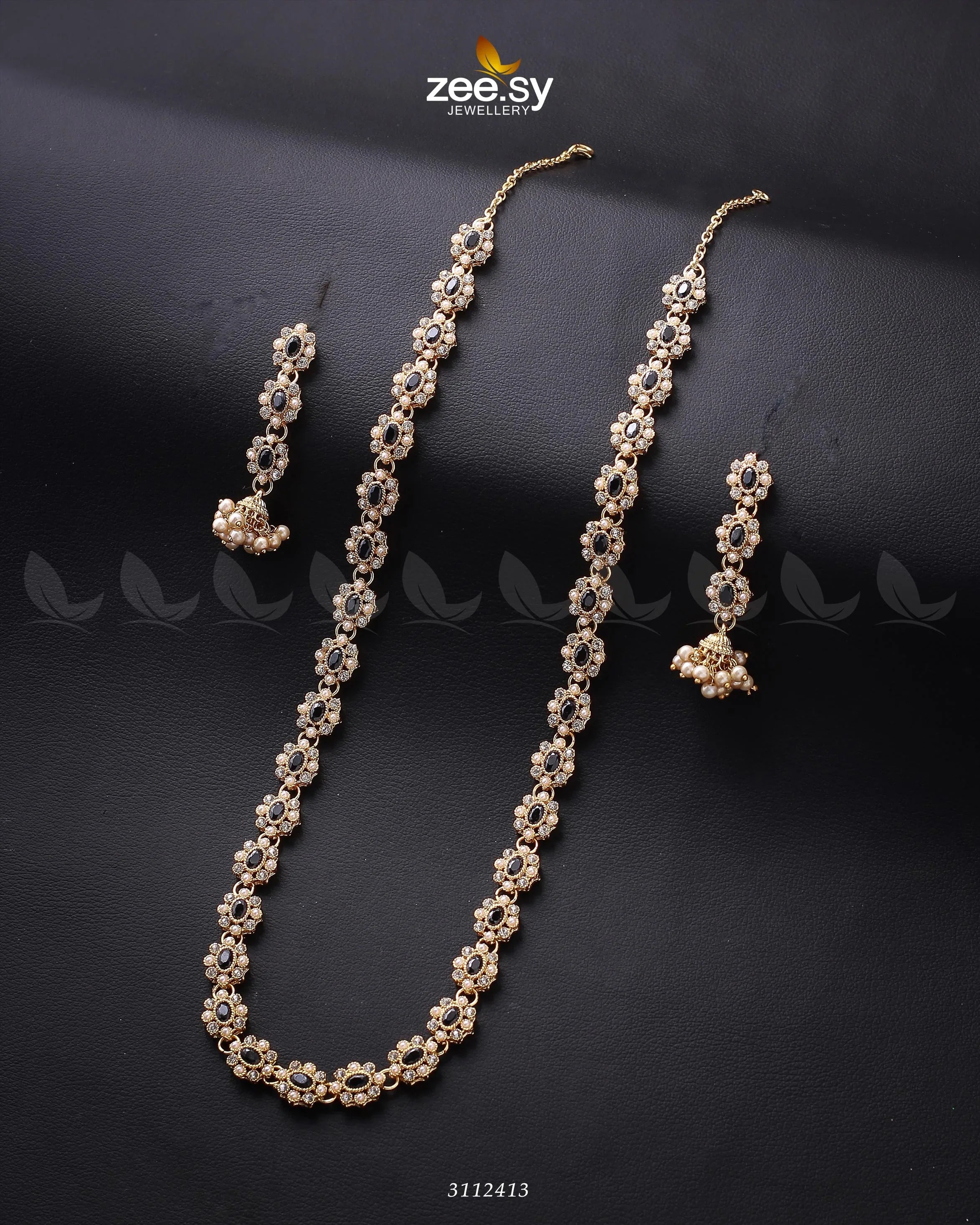 Reema Malla Necklace Golden Black - Zeesy Jewellery
