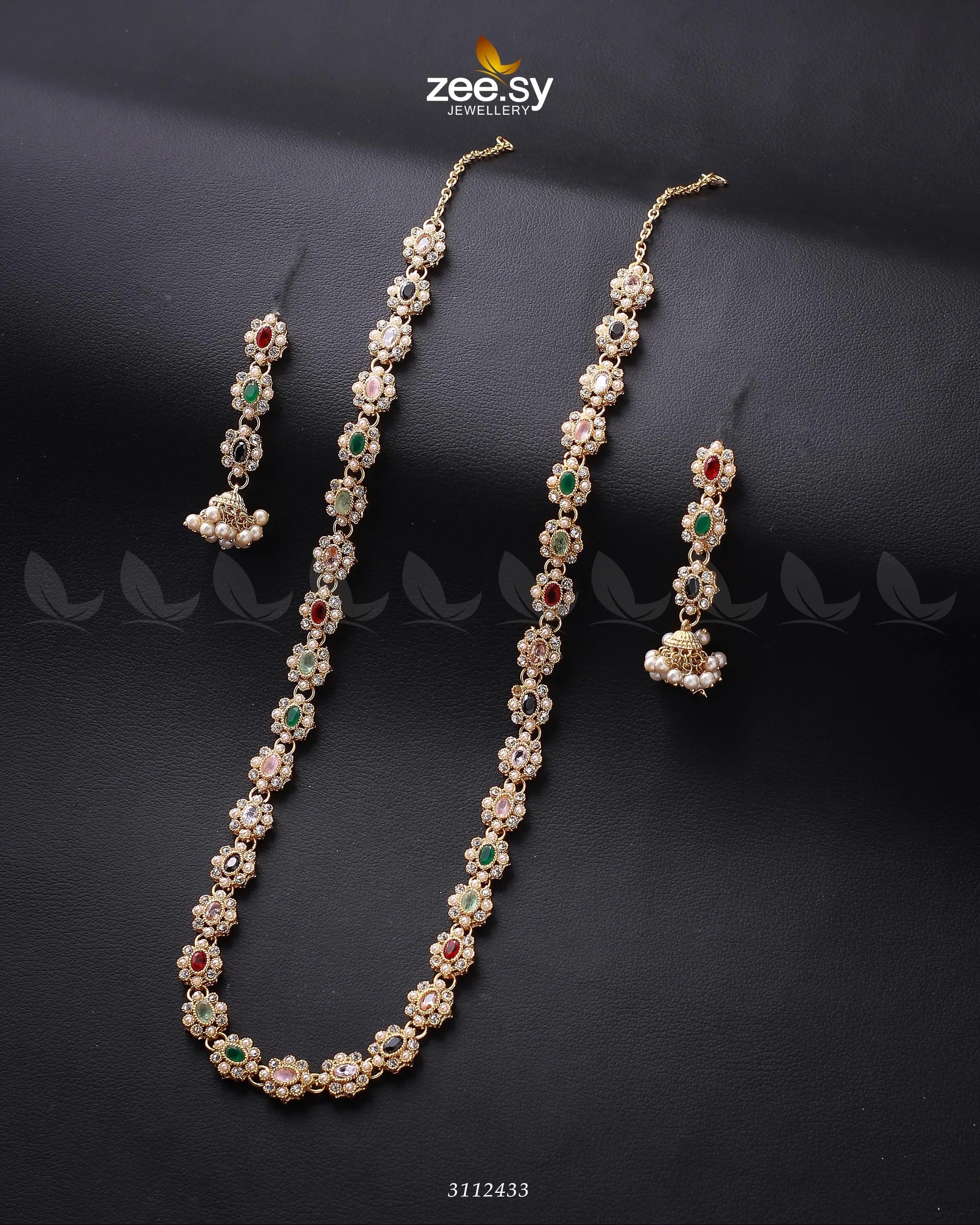 Reema Malla Necklace Golden Multi - Zeesy Jewellery