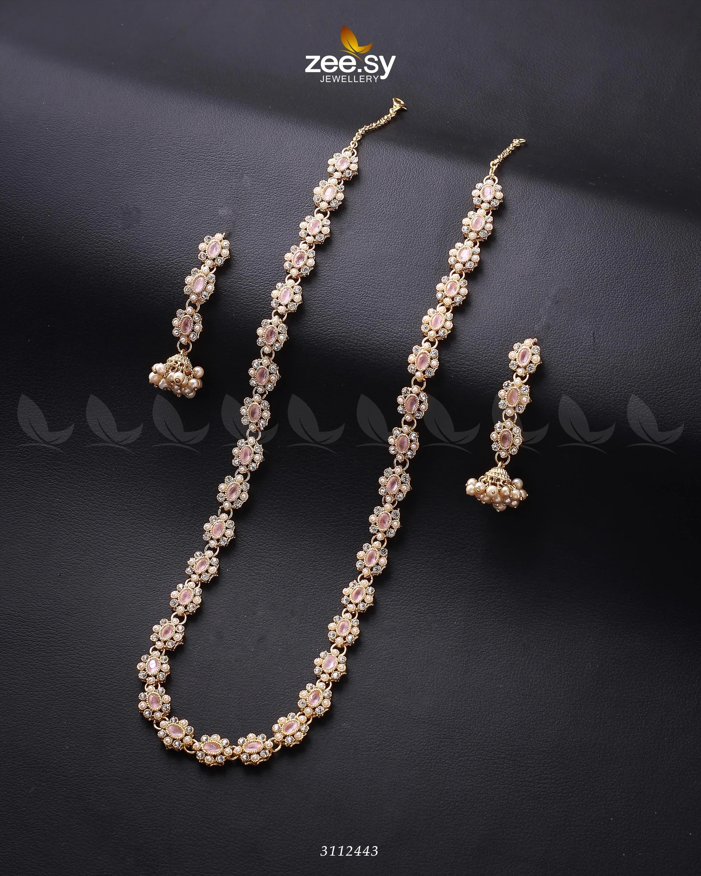 Reema Malla Necklace Golden Mint Pink - Zeesy Jewellery