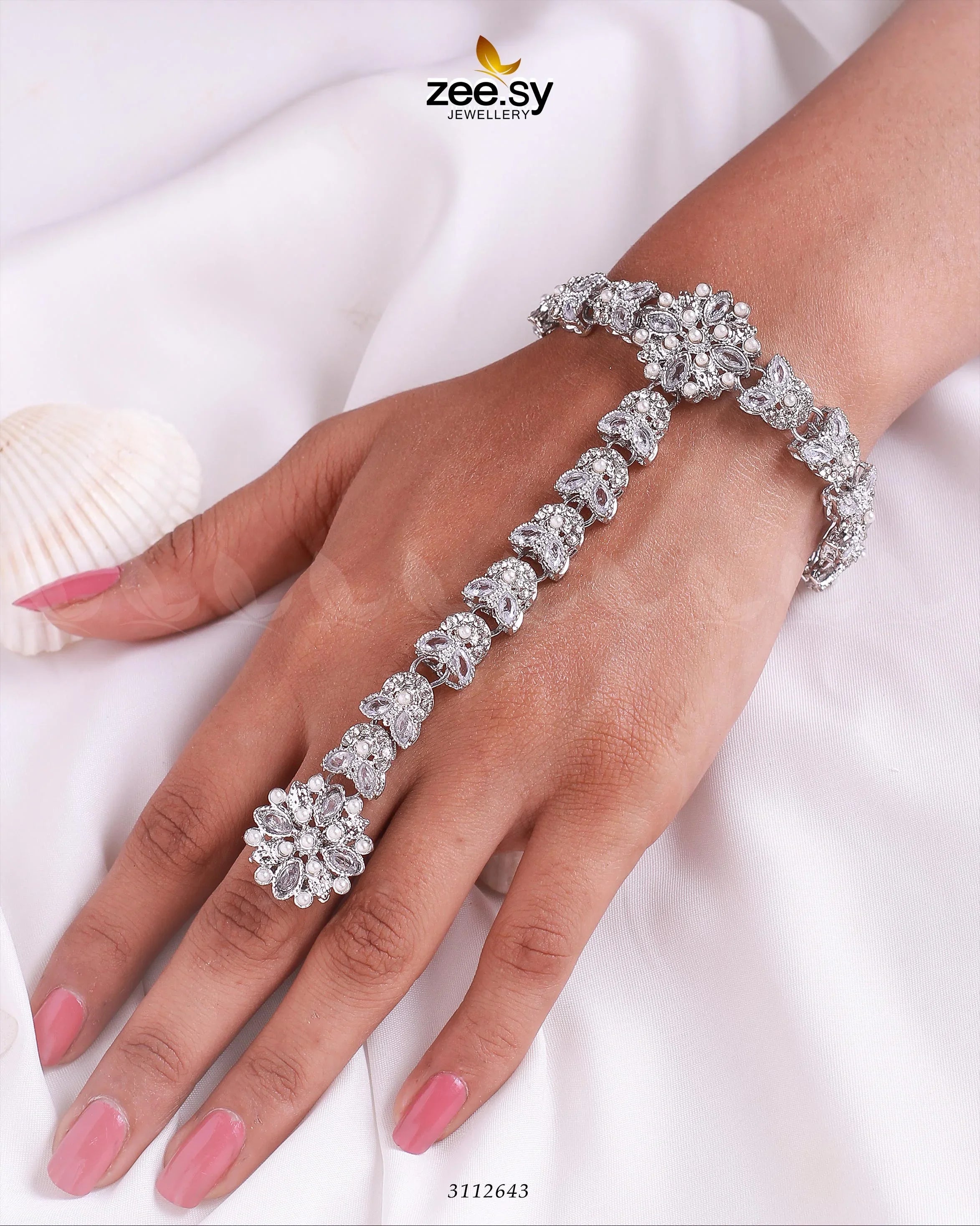 Bellflower Bracelet Silver White - Zeesy Jewellery