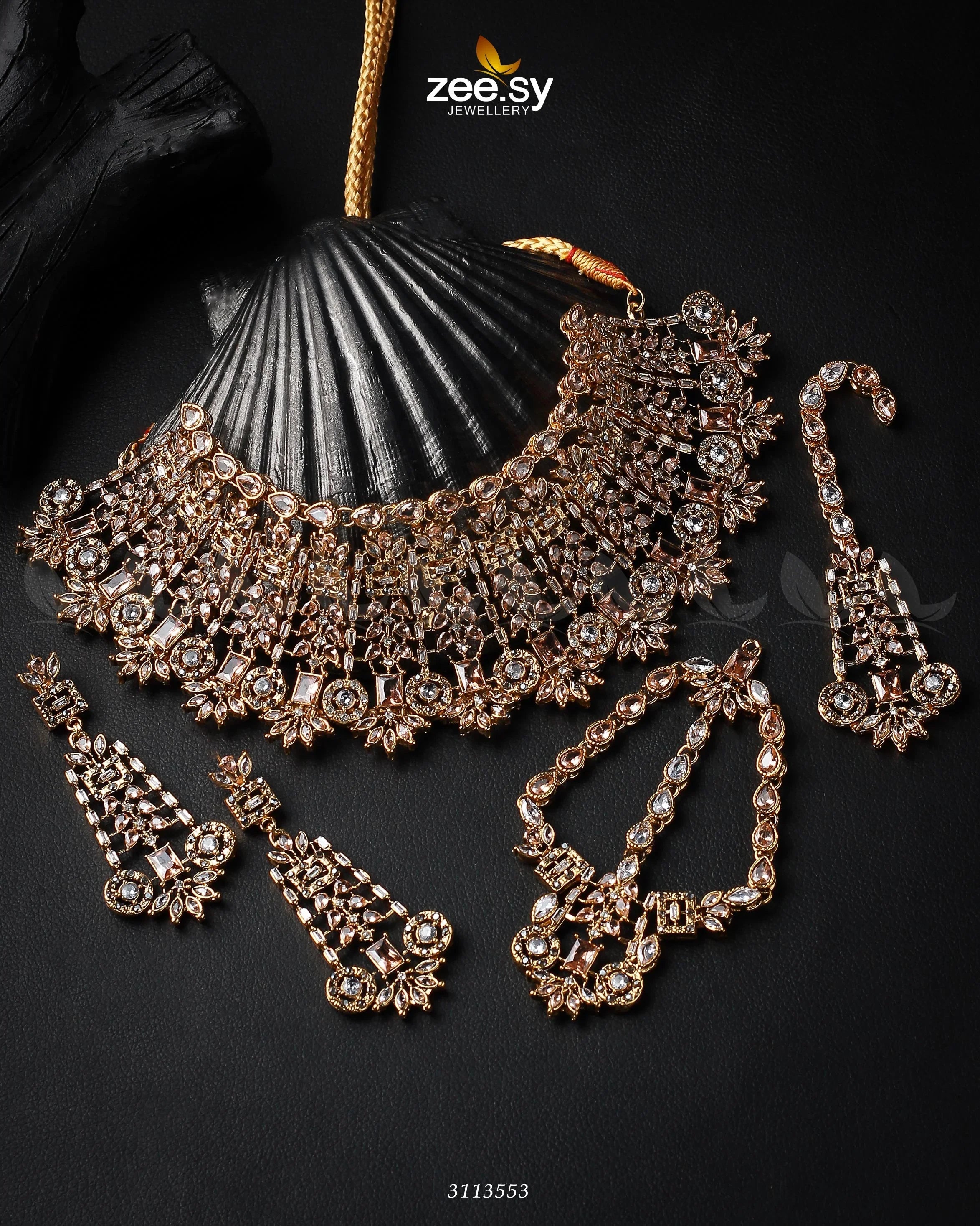 Resham Bridal Set Golden Champagne - Zeesy Jewellery