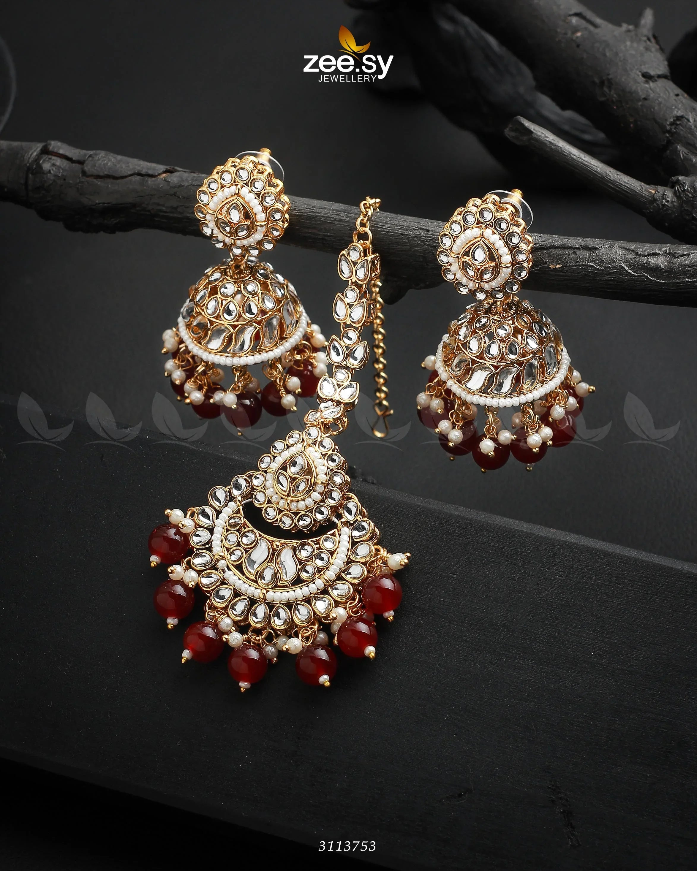 Rija Earrings Red - Zeesy Jewellery