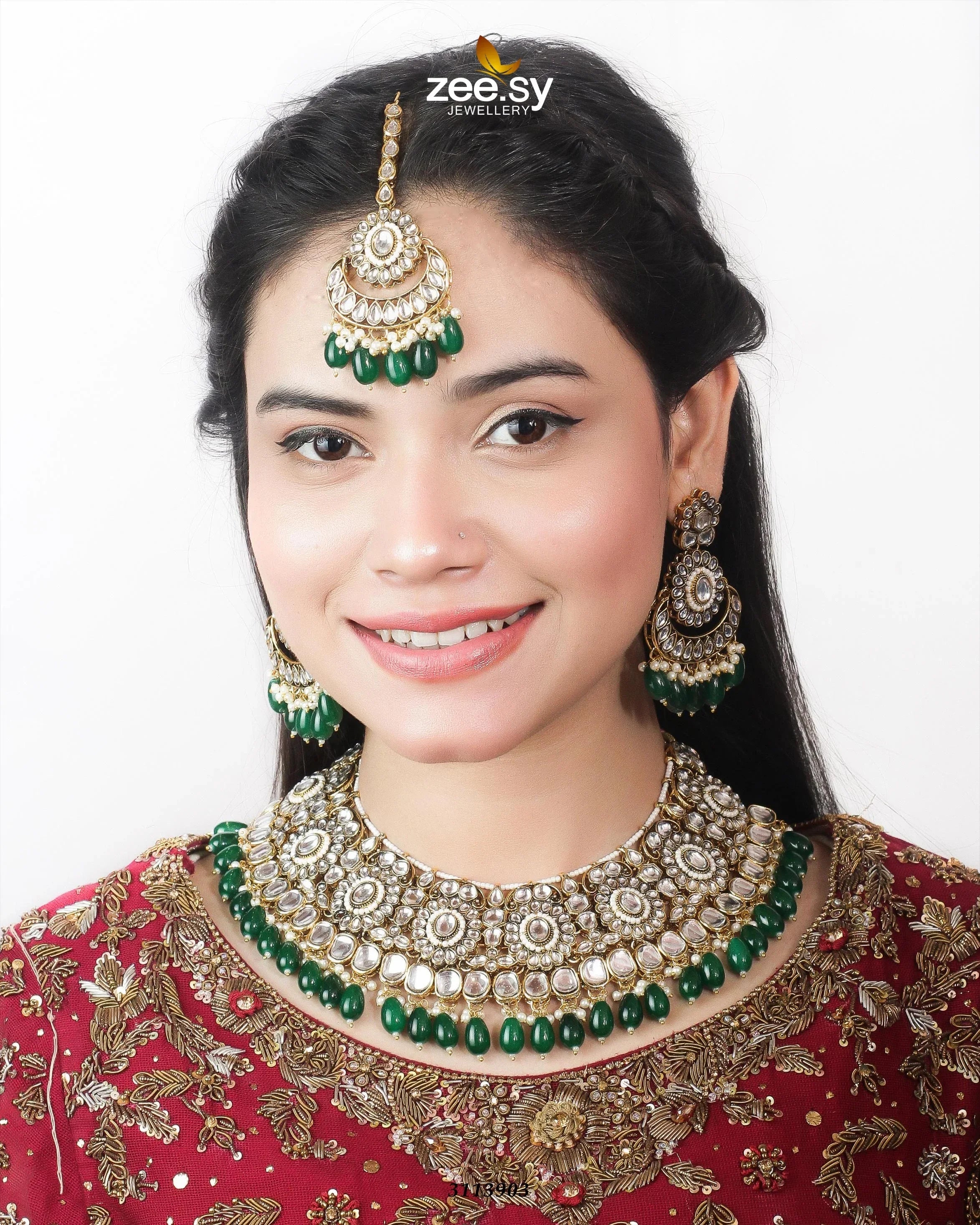 Hoor Bridal Set Green - Zeesy Jewellery