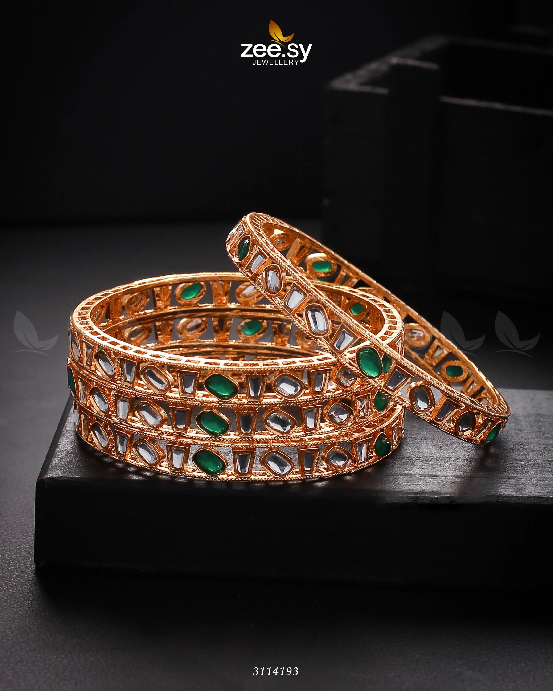 Rihanna Bangles Green 2*8 - Zeesy Jewellery