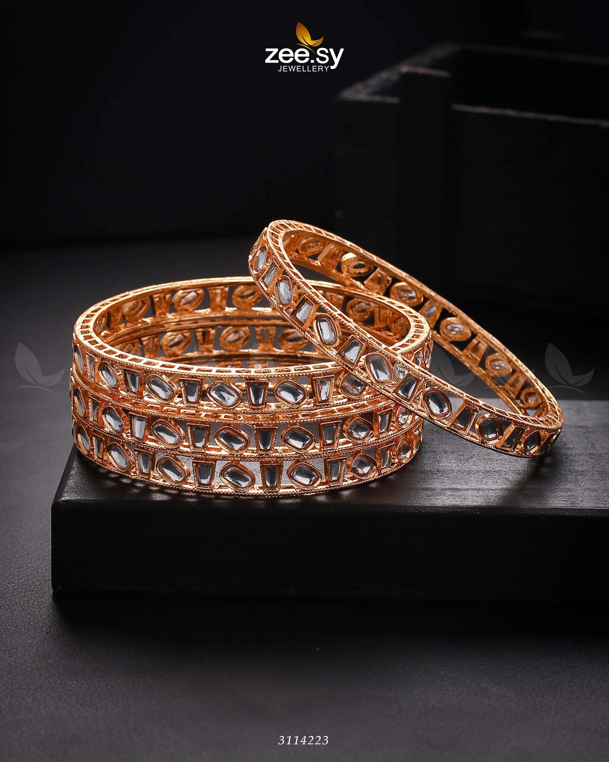 Rihanna Bangles White 2*6 - Zeesy Jewellery