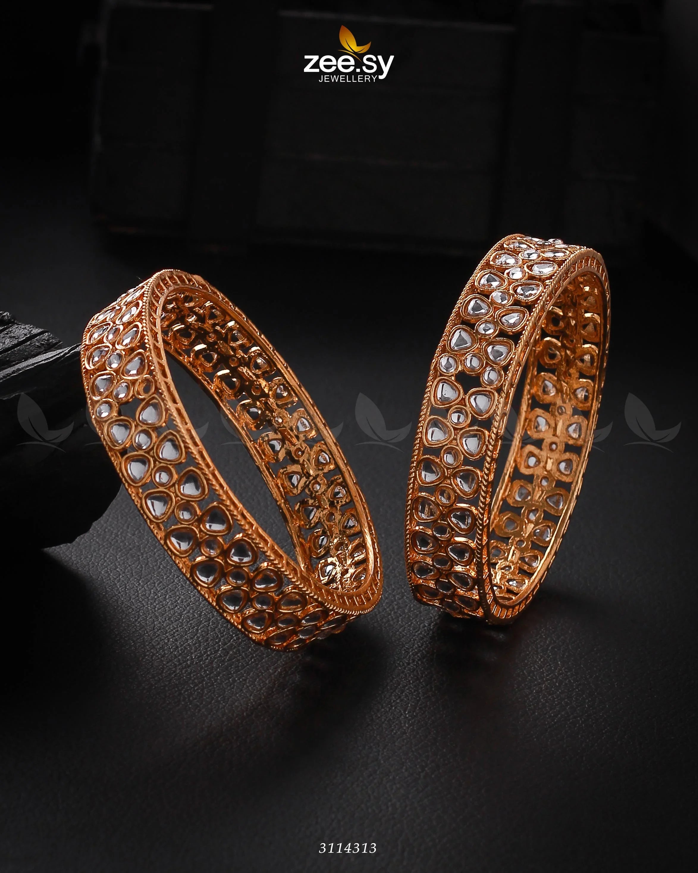 Selena Bangles White 2*4 - Zeesy Jewellery