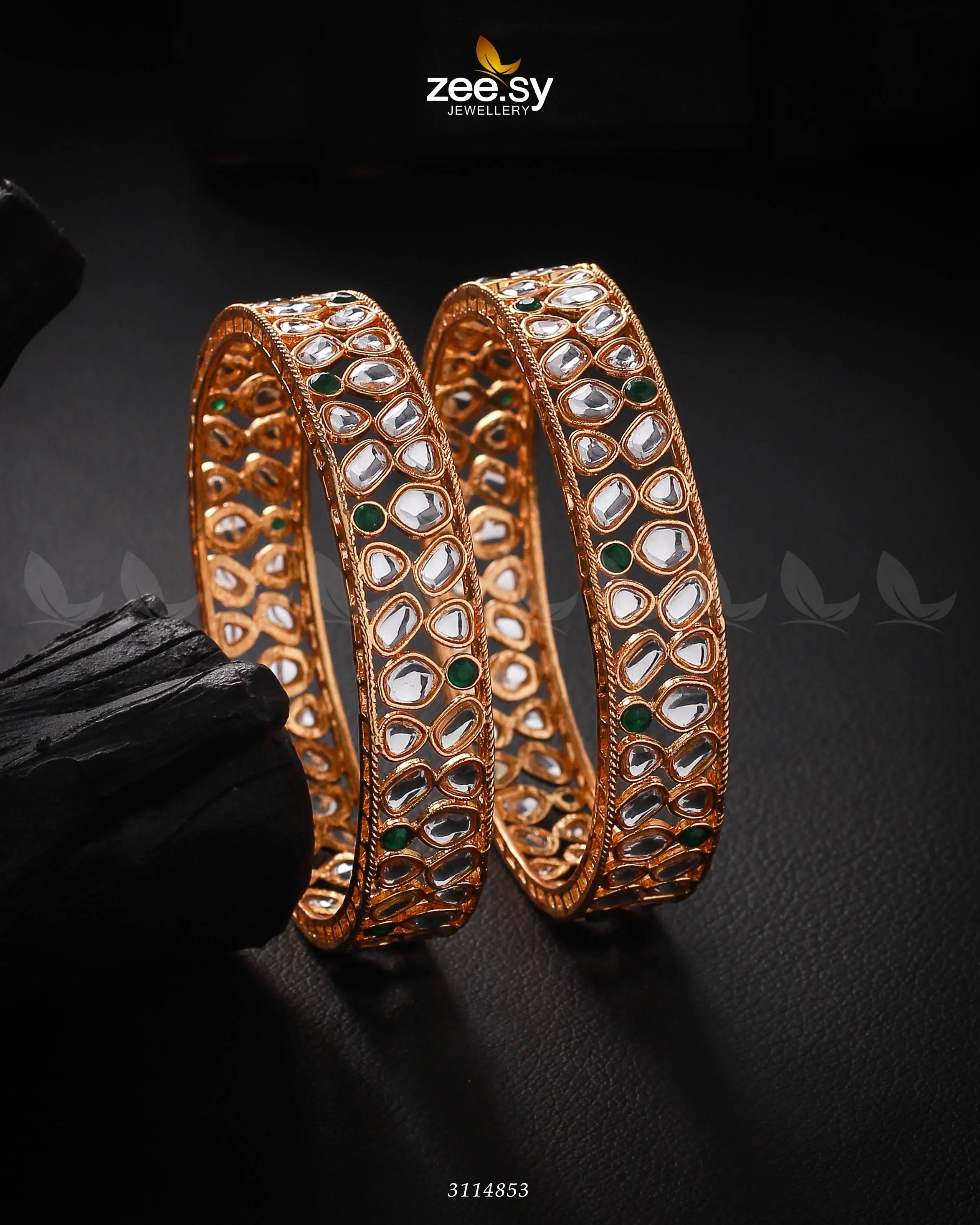 Saffron Bangles Green 2*10 - Zeesy Jewellery