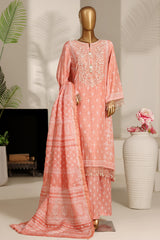 Bin Saeed Stitched 3 Piece Emb Festive Lawn Suit-OS-3125-PEACH