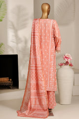 Bin Saeed Stitched 3 Piece Emb Festive Lawn Suit-OS-3125-PEACH