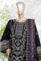 Bin Saeed Stitched 3 Piece Luxury Emb Lawn Vol-13 Suit-D-3135-BLACK