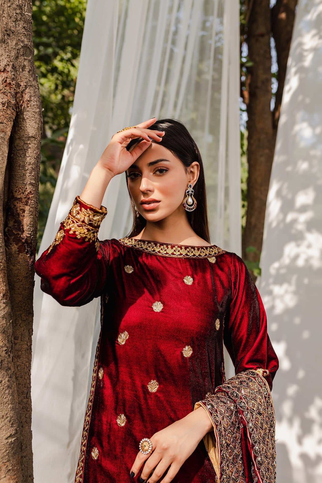 Panache Apparel Stitched Velvet Collection-Surkh