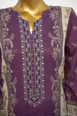 Bin Saeed Stitched 3 Piece Exclusive Printed Lawn Vol-12 Suit-LSM-3157-PURPLE