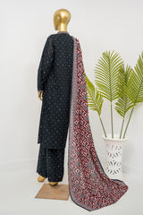 Bin Saeed Stitched 3 Piece Exclusive Printed Lawn Vol-12 Suit-LSM-3158-BLACK