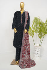 Bin Saeed Stitched 3 Piece Exclusive Printed Lawn Vol-12 Suit-LSM-3158-BLACK