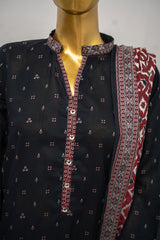 Bin Saeed Stitched 3 Piece Exclusive Printed Lawn Vol-12 Suit-LSM-3158-BLACK