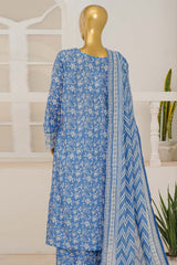 Bin Saeed Stitched 3 Piece Exclusive Emb Lawn With Flapper Suit-LSM-3187-BLUE