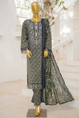 Bin Saeed Stitched 3 Piece Exclusive Emb Lawn With Flapper Suit-LSM-3188-GRAY