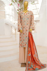 Bin Saeed Stitched 3 Piece Exclusive Emb Lawn With Flapper Suit-LSM-3192-SKIN