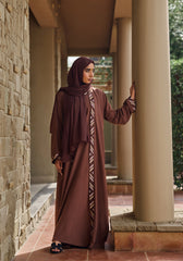 Abaya.Pk Brown Embroidery with Inner Abaya | Velora