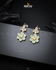 Primrose Earrings Golden Mint Green - Zeesy Jewellery
