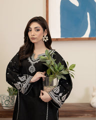 Flutterby Stitched 2 Piece Cotton Satin Winter Collection'2025-Avery-bk