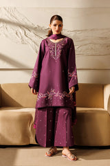 Mistfall By Panache Apparel Stitched 2-3 Piece Emb Cotton Ramadan Edit Suit-Espresso