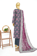 Bin Saeed Stitched 3 Piece Exclusive Printed Lawn Vol-14 Suit-LSM-3263-GRAY