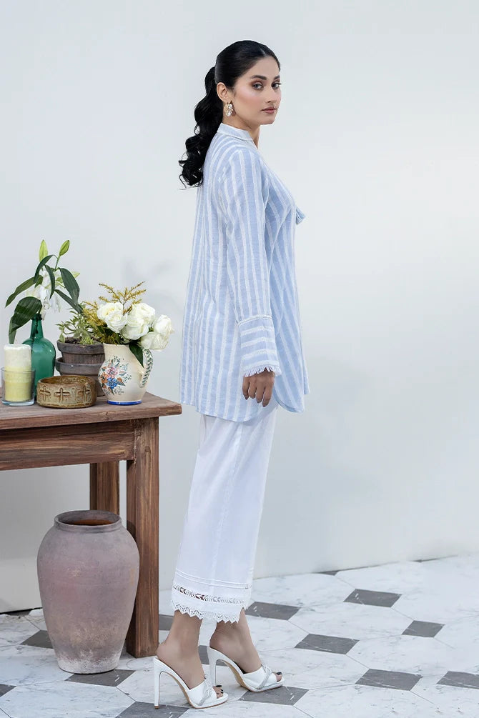 Everyday Edit By La Rosaa Stitched Vol-01 Collection'2024-LEE-24-02 White & Blue -  1Pc