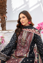 Saira Bano By Humdum Unstitched 3 Piece Emb Lawn Collection'2024