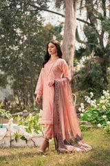 Lamhay by Panache Apparel Stitched Luxury Lawn Collection-Lush Peach