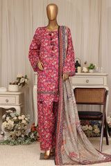 Bin Saeed Stitched 3 Piece Printed Lawn With Farshi Shalwar Vol-04 Suit-LSM-3371-ATISHI