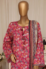 Bin Saeed Stitched 3 Piece Printed Lawn With Farshi Shalwar Vol-04 Suit-LSM-3371-ATISHI