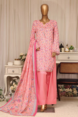 Bin Saeed Stitched 3 Piece Printed Lawn With Farshi Shalwar Vol-04 Suit-LSM-3373-PINK