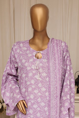 Bin Saeed Stitched 3 Piece Printed Lawn With Farshi Shalwar Vol-04 Suit-LSM-3375-LALIC