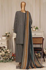 Bin Saeed Stitched 3 Piece Printed Lawn With Farshi Shalwar Vol-04 Suit-LSM-3377-BLACK